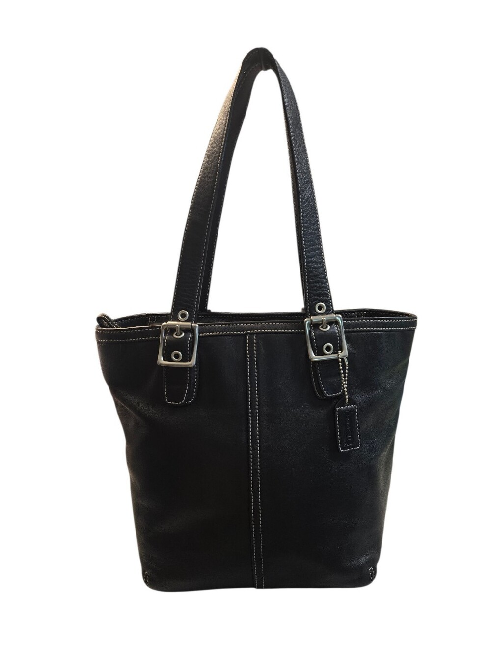 Coach Hamptons black leather tote bag 05